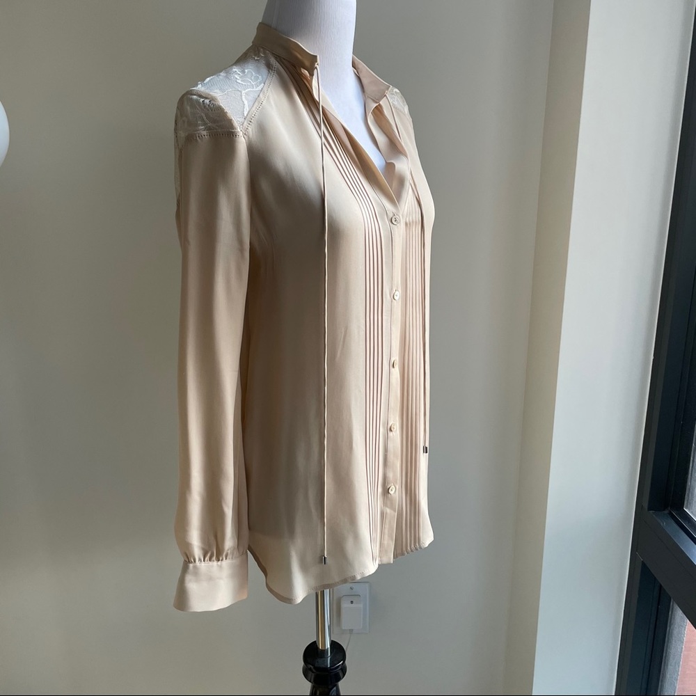 Haute Hippie cream silk shirt with lace back
